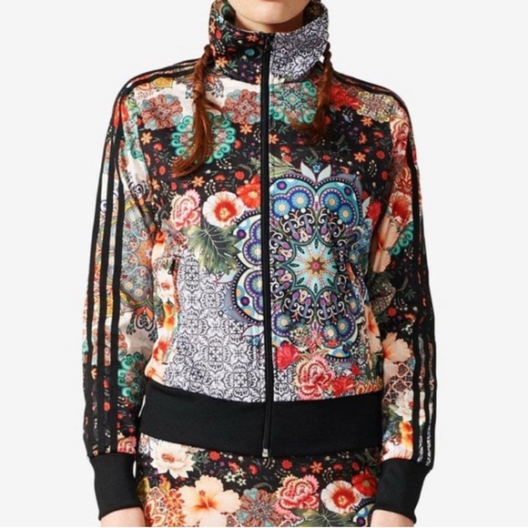 Adidas x Farm Rio Track Zip Up Jacket Jardim Agharta Floral Boho Size Medium - Picture 2 of 11